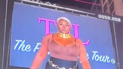 Melody Trice on Times Square Electronic Billboard / screenshot