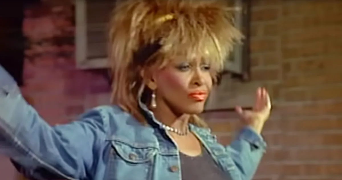 Tina Turner struts in the music video for "What's Love Got To Do With It"