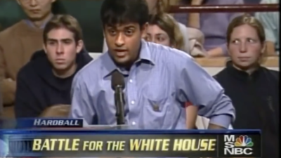 Vivek Ramaswamy, 18, asks a question of Rev. Al Sharpton during a townhall on MSNBC - Oct. 27, 2003