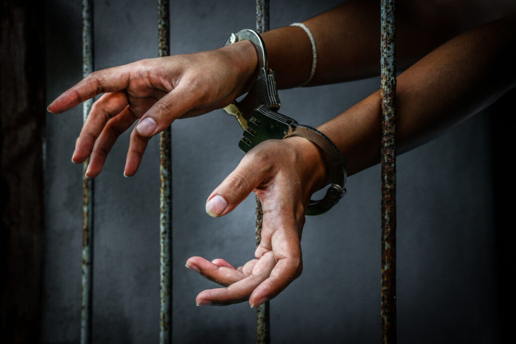 Prisoner in prison stock photo