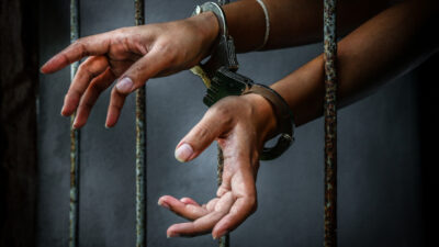 Prisoner in prison stock photo