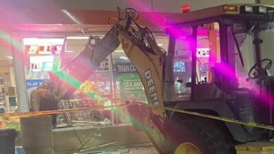 Backhoe Tears into Oakland Gas Station Storefront