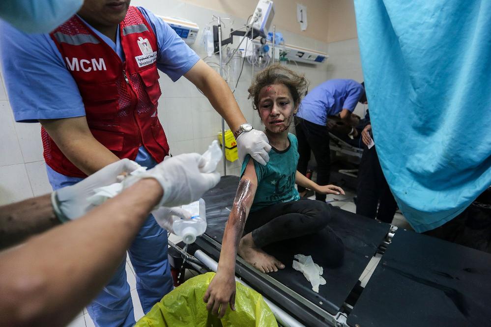 Child being treated at Nasser Medical hospital in Gaza (Ahmad Hasaballah-Getty Images)