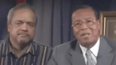 Joshua Farrakhan (left) with his father, Minister Louis Farrakhan (right) - via X (formerly Twitter) screenshot @BroMichael2X