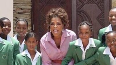 Oprah and kids from her South African school - Getty