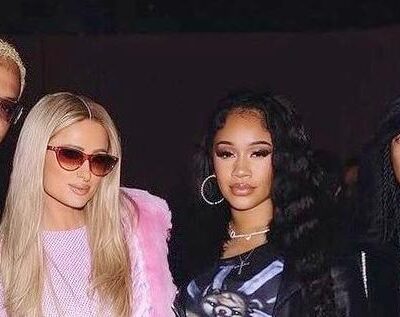 Paris Hilton celebrates at her Paris In Love premiere party with Alexander Edwards, Saweetie and Tyga
