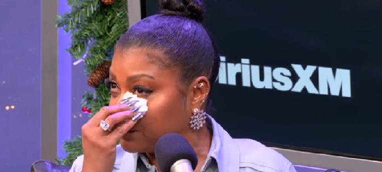 Taraji P Henson dabbing eyes - screenshot