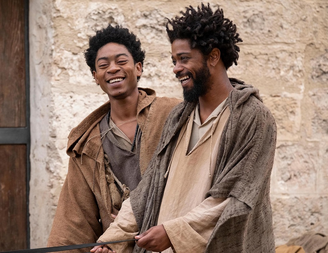 LaKeith Stanfield, RJ Cyler & The Book of Clarence. Photo by Moris Puccio - &copy; 2023 Legendary Entertainment. All rights reserved.