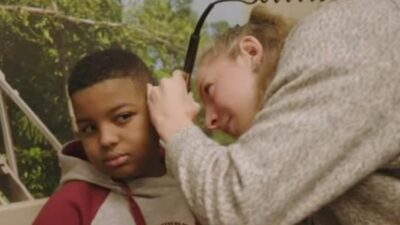 11-year-old boy getting hearing test