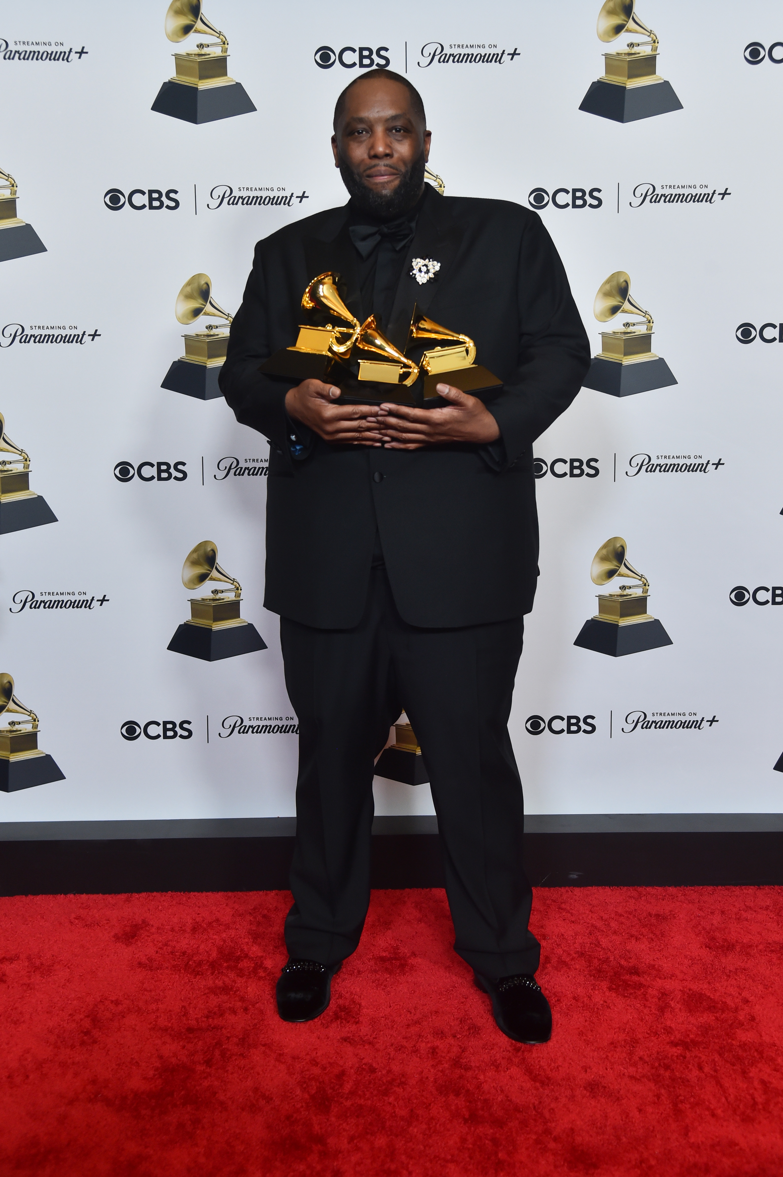 LOS ANGELES, CALIFORNIA - FEBRUARY 04: Killer Mike, winner of the "Best Rap Album" award for "Michael", "Best Rap Performance" award for "Scientists & Engineers", and " Best Rap Song" award for "Scientists & Engineers", poses in the press room during the 66th GRAMMY Awards at Crypto.com Arena on February 04, 2024 in Los Angeles, California. (Photo by Alberto E. Rodriguez/Getty Images for The Recording Academy) Courtesy: Recording Academy.