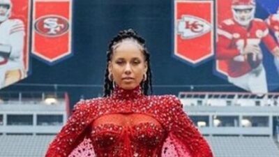 Alicia Keys at Super Bowl - Instagram screenshot