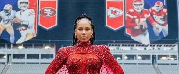 Alicia Keys at Super Bowl - Instagram screenshot