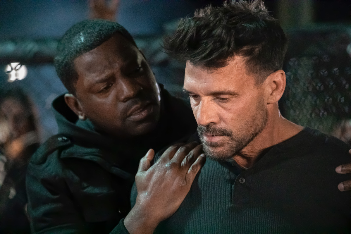 Mekhi Phifer and Frank Grillo in Lights Out (2024)