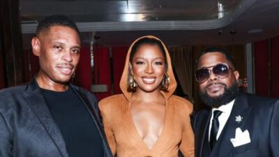 Shawn Holiday, Victoria Mon&eacute;t and BMAC Co-founder and Chairman Willie Prophet Stiggers - Getty