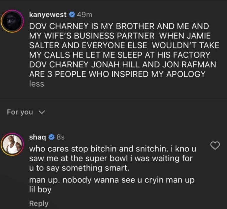 Kanye West / Shaq responds