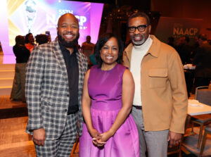 LOS ANGELES, CALIFORNIA - FEBRUARY 25: (L-R) Kevin Fredericks, Letitia Johnson, and Derrick Johnson, President & CEO of NAACP attend the NAACP Image Awards Nominees Brunch at Fairmont Century Plaza on February 25, 2024 in Los Angeles, California. (Photo by Leon Bennett/Getty Images for NAACP)