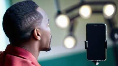African American actor doing virtual audition