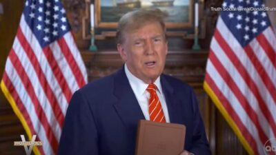 Donald Trump hawking bible - screenshot