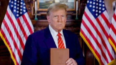 Donald Trump hawking bible - screenshot