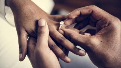 Hands of Black couple getting married - Depositphotos
