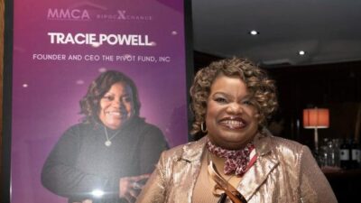 Honoree Tracie Powell accepts the MMCAs Sheroes In Media Award at the National Press Club in Washington, DC (Photo Courtesy of MMCA)