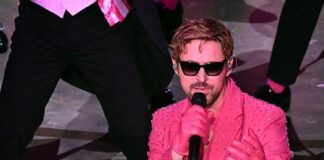 Ryan Gosling performing 'Ken' at 2024 Oscars - (Patrick T. Fallon-AFP-Getty Images via CNN Newsource)