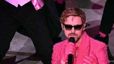 Ryan Gosling performing 'Ken' at 2024 Oscars - (Patrick T. Fallon-AFP-Getty Images via CNN Newsource)
