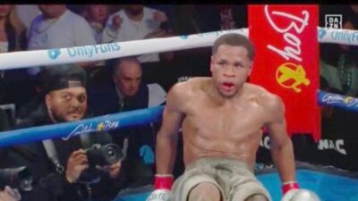 Devin Haney (reacting to knowkdown by Ryan Garcia) - screenshot