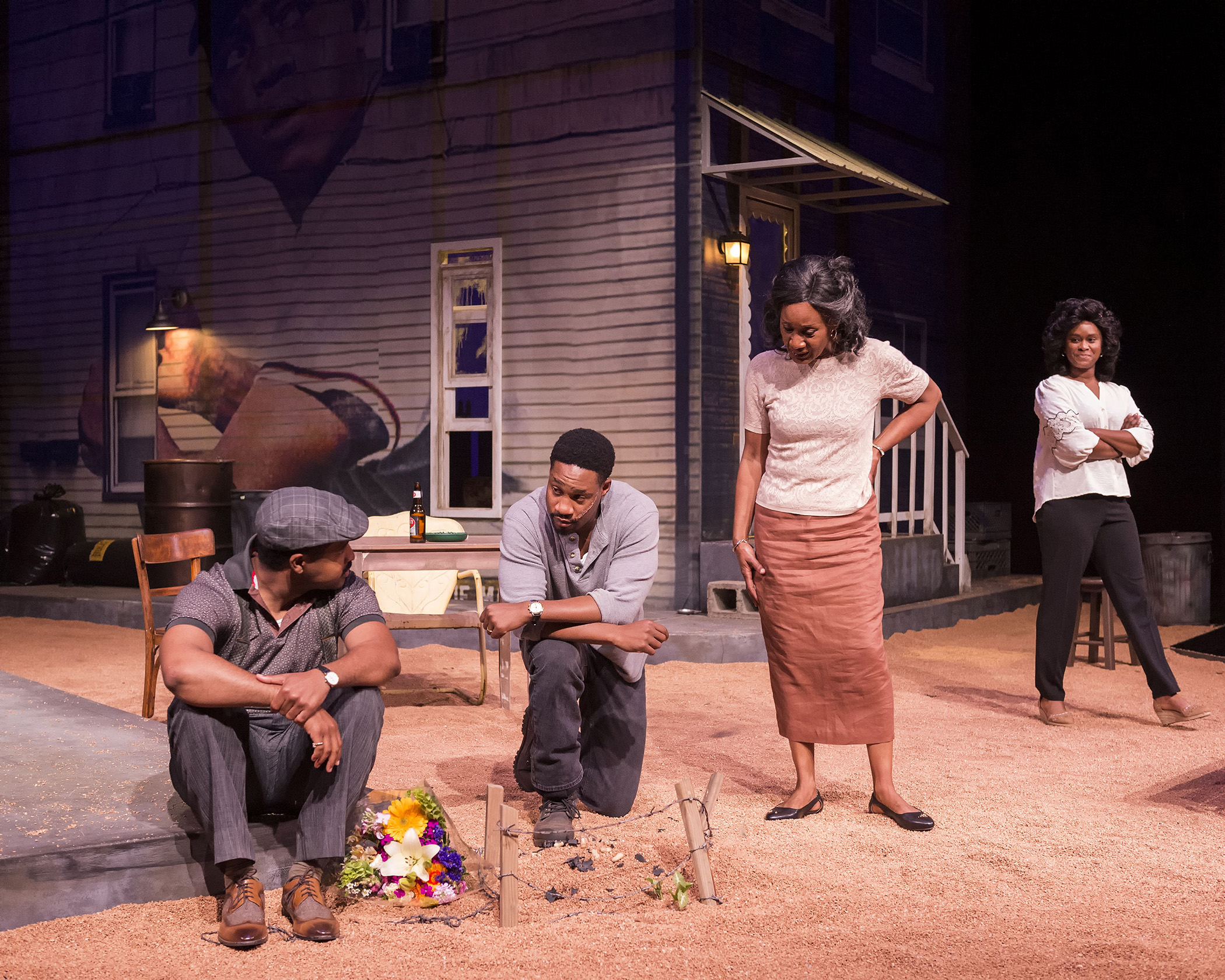 King Hedley II at A Noise Within 2024 run directed by Gregg T. Daniel. Pictured are Christian Henley, Aaron Jennings, Veralyn Jones and Kacie Rogers Photo by Craig Schwartz 