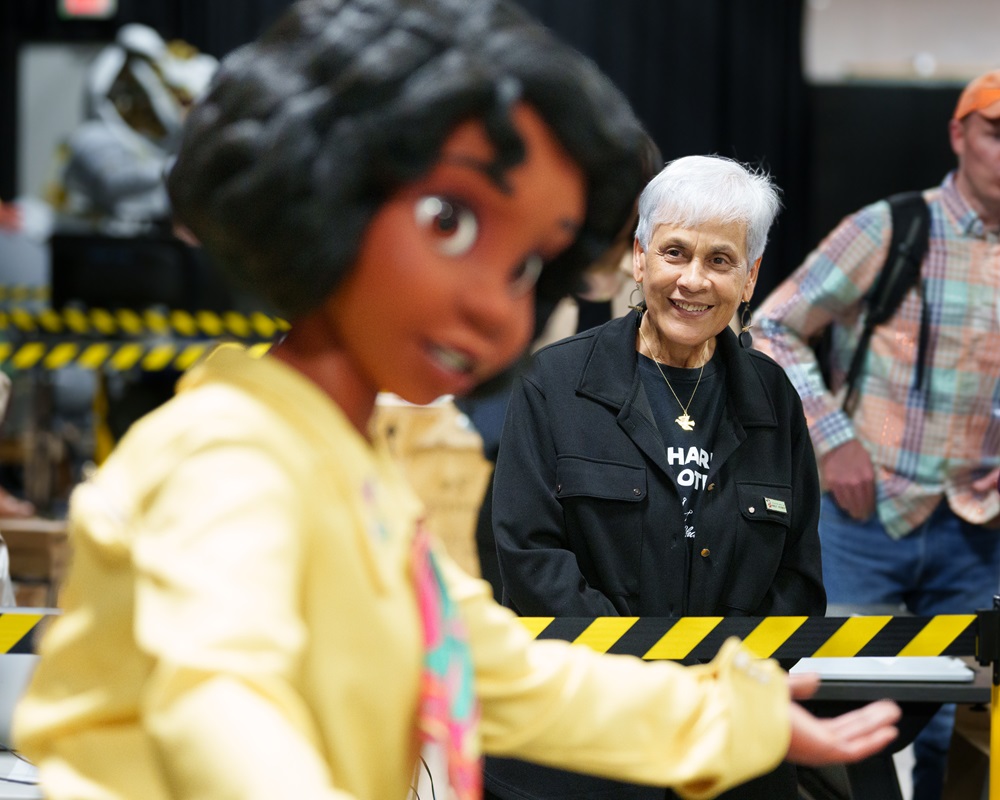 Stella Chase Reese gets a close-up preview of Tiana audio-animatronic at Walt Disney Imagineering lot in Glendale, CA. Chase Reese’s mother, Leah Chase, served as a key source of inspiration for Princess Tiana in Walt Disney Animation Studios’ “The Princess and the Frog.” Tiana’s Bayou Adventure attraction is coming to Walt Disney World Resort in Florida this summer 2024 and Disneyland Resort in California later this year.
