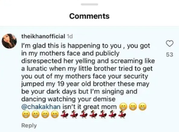 Chaka Khan's daughter, Indira reacts to Diddy