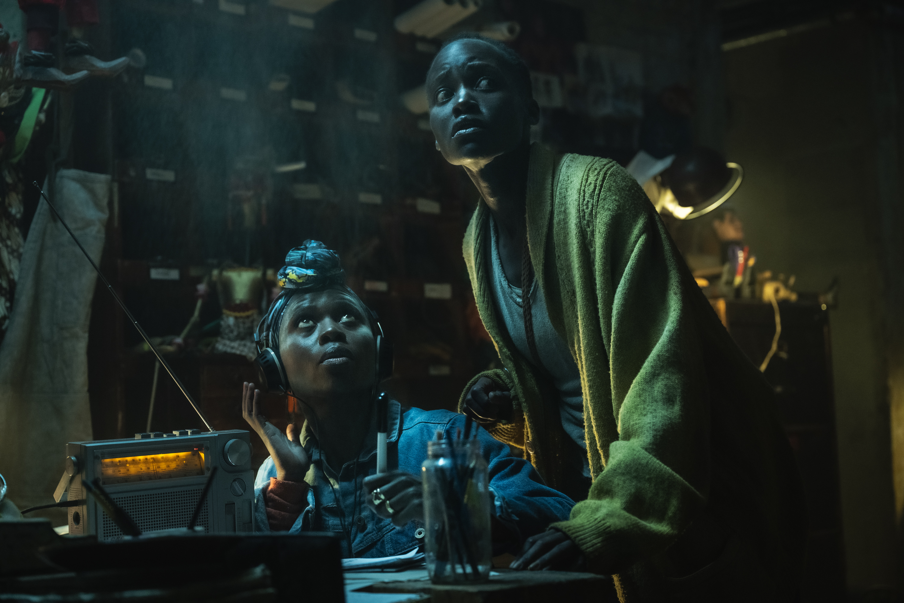 Elaine Umuhire as “Zena” and Lupita Nyong’o as “Samira” in A Quiet Place: Day One from Paramount Pictures.
