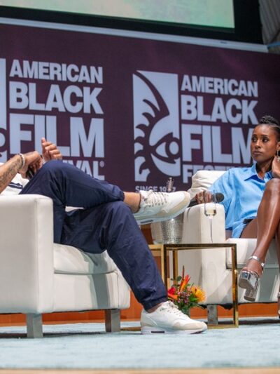MIAMI BEACH, FL - JUNE 14: Creator Conversations with Issa Rae featuring Kenya Barris during Day 3 of the American Black Film Festival on June 14, 2024 in Miami Beach, FL. (Photo by Aaron J. Thornton / ABFF)