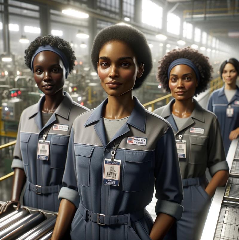 Black women at manufacturing plant