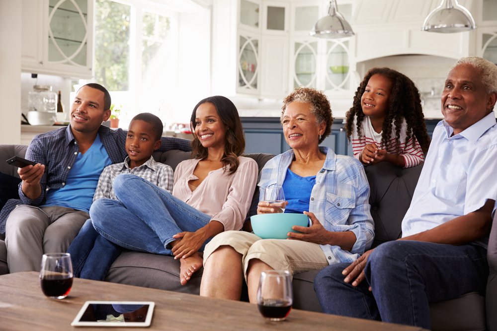 black people watchign TV