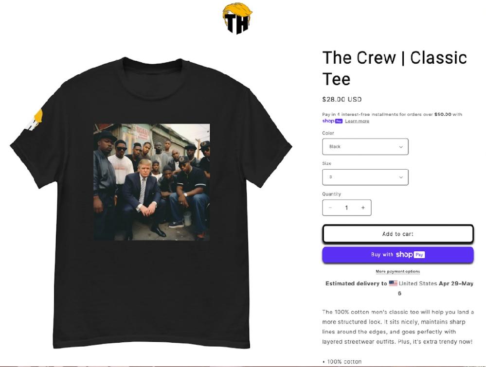 Donald Trump and AI generated Blacks on t-shirt