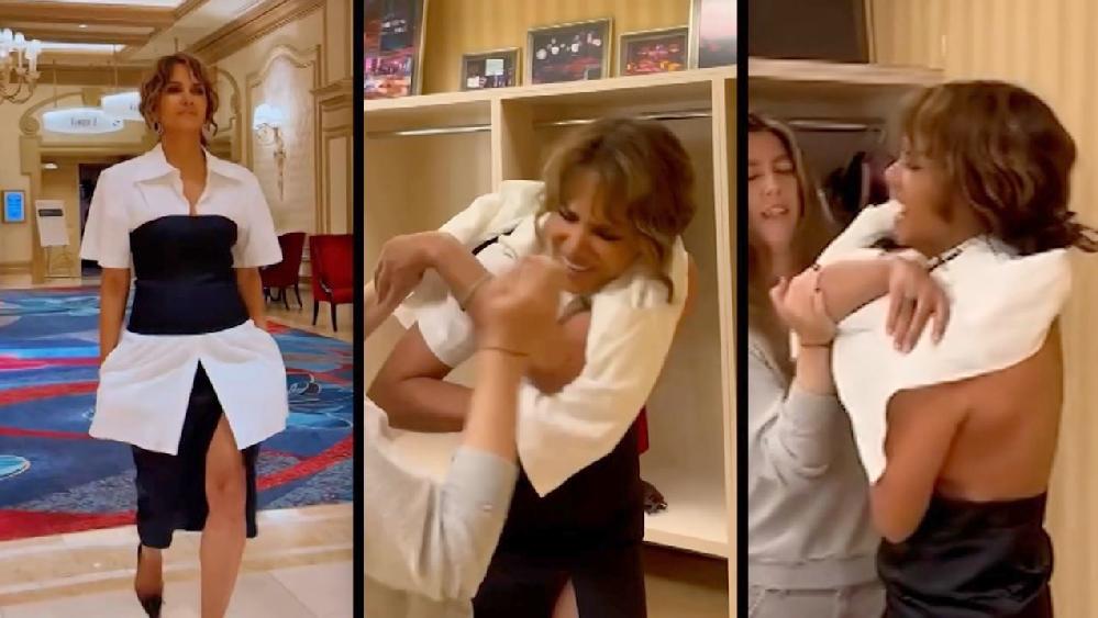 Halle Berry's wardrobe malfunction - screenshots