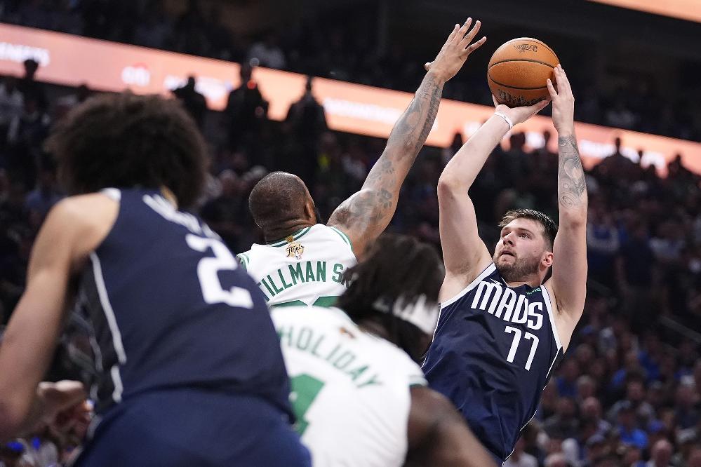 Luka Doncic in game 4 of 2024 NBA Finals (Julio Cortez-AP via CNN Newsource)