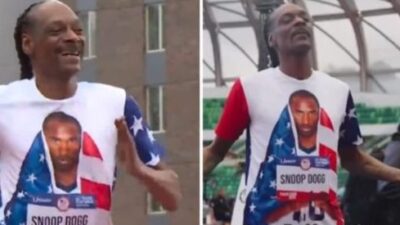 Snoop Dogg participated in a mock race at the US Olympic Team track and field trials in Eugene, Oregon on Saturday.