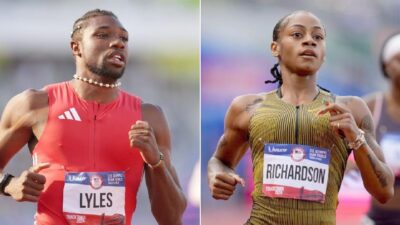 Noah Lyles and Sha'Carri Richardson (Getty Images-AP via CNN Newsource)