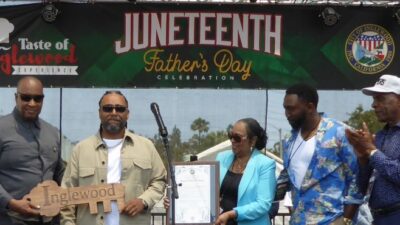 Mayor James T. Butts, Jr., Mack 10, Councilwoman Gloria Gray, Brett C.S. Roberts, Senator Steven Bradford: Photo Credit, Ricky Richardson