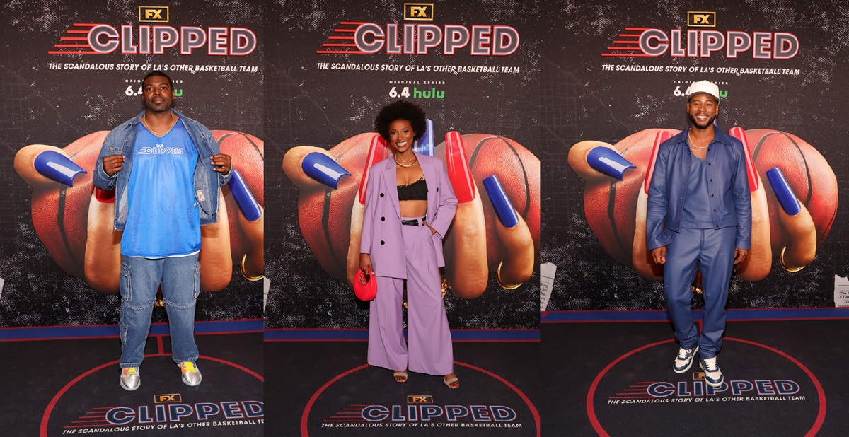 LOS ANGELES - J Sheldon &ldquo;Shel&rdquo; Bailey, Yvonna Pearson, and J. Alphonse Nicholson attend the red carpet premiere of FX&rsquo;s &ldquo;Clipped&rdquo; at the Regal LA Live on June 3, 2024 in Los Angeles, California. (Photo by Frank Micelotta/PictureGroup for FX)