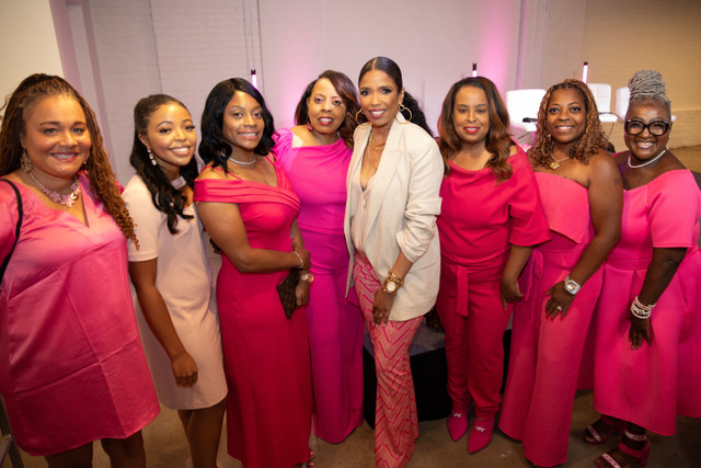 Women attend Areva Martin's Pink Pump Party at the High Low Listening Room in St. Louis, MO. 2024 Photo courtesy of A. Martin 2024 