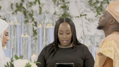 Jennifer Allen officiating marriage (Netflix via CNN Newsource)