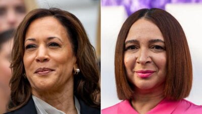 Kamala Harris and Maya Rudolph (Andrew Harnik-Getty Images-Caitlin Ochs-Reuters via CNN Newsource)