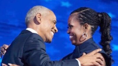 Barack and Michelle Obama at 2024 DNC - Getty