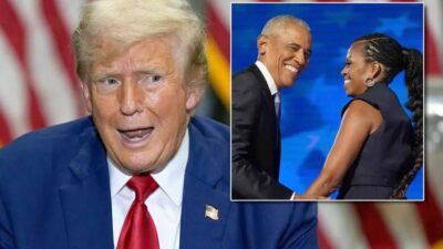 Donald Trump & Barack and Michelle Obama (inset) - Getty