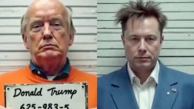 Donald Trump and Elon Musk's mugshots created by Musk's Grok AI (X-The Dor Brothers)