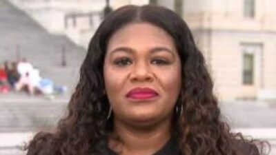 Rep Cori Bush (D-MO) is interviewed on CNN