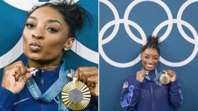 Simone Biles with 2024 Paris Olympics gold medals - via X